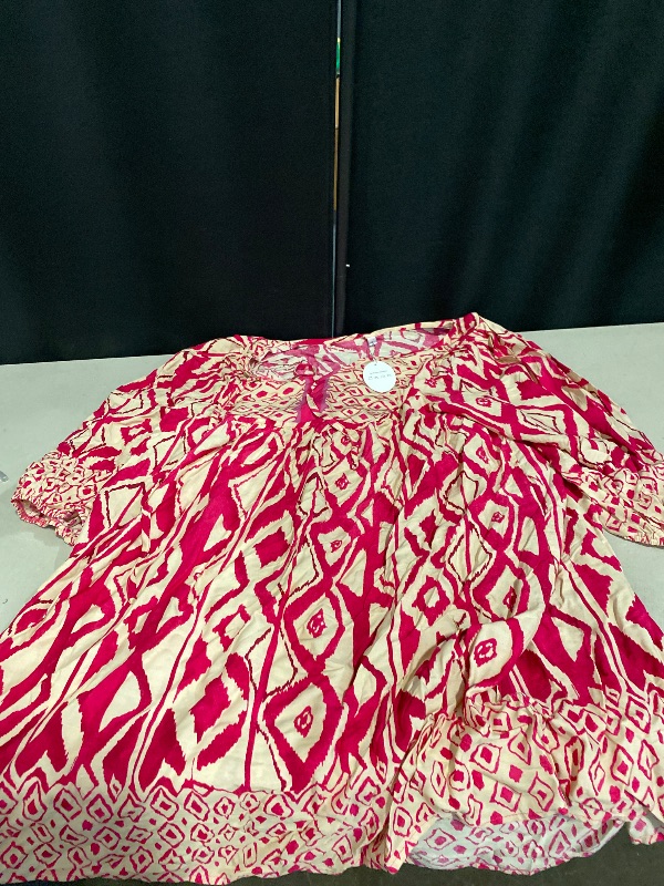 Photo 1 of 2XL Qearal Womens Casual V Neck 3/4 Sleeve Boho Floral Printed Loose Short Mini Summer Beach Dress