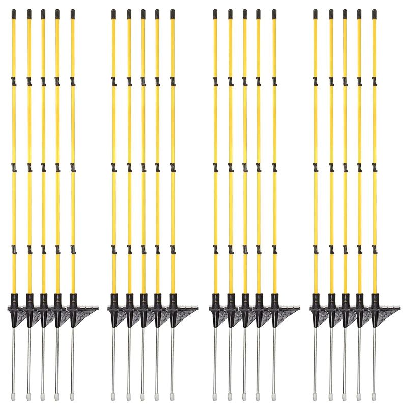 Photo 1 of 46 Inches Fiberglass Step in Electric Fence Posts,Temporary Fence Stakes for Cows,Sheep and Animals Fence,Snow Fence, Garden Protection,Portable Fence Ideal for Electric Fencing-20 Posts