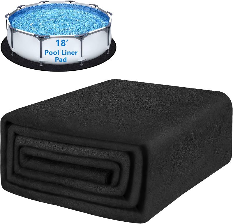 Photo 1 of 18-Foot Pool Liner Pad for Above Ground Swimming Pools, 2mm Extra-Thick Black Fabric Pool Mat, Pool Protection Pad, Prevents Punctures, Weed Barrier | Extends Life of The Liner (18' Round)