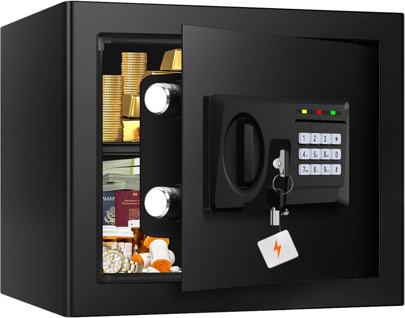 Photo 1 of 1.6 Cuft Fire proof Safes for HOME USE, Anti-Theft Digital Security Safety Box with Programmable Keypad and Spare Keys, Home Safes Fireproof Waterproof for Money Medicine Document Valuables