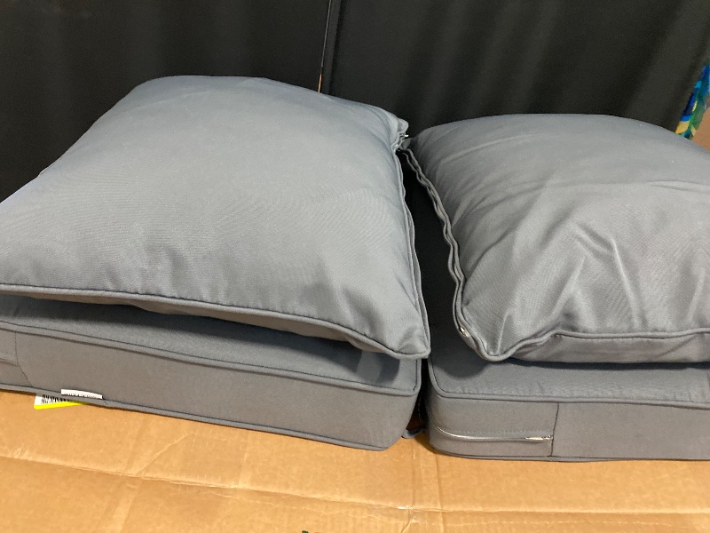 Photo 1 of 24x24 Inch Outdoor Cushions for Patio Furniture Set of 2, Waterproof Outdoor Chair Cushions w/Fade-Resistant, Removable & Machine-Washable Covers, Deep Seat Sofa/Couch Pads Replacement, Dark Grey