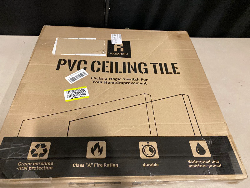 Photo 1 of 24"x24" White Drop Ceiling Tiles Waterproof High-Grade PVC Ceiling Tiles 2x2 Fire-Rated - Easy Drop-in Installation - Case of 12 (48 sq. ft.)