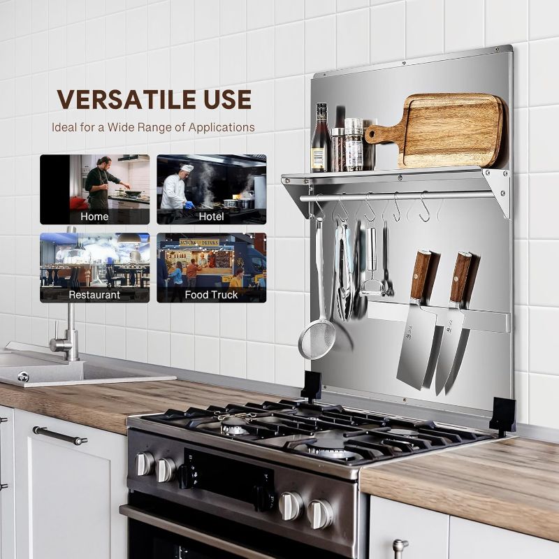 Photo 1 of WILPREP Stainless Steel Range Backsplash Storage Shelf 24"x30"