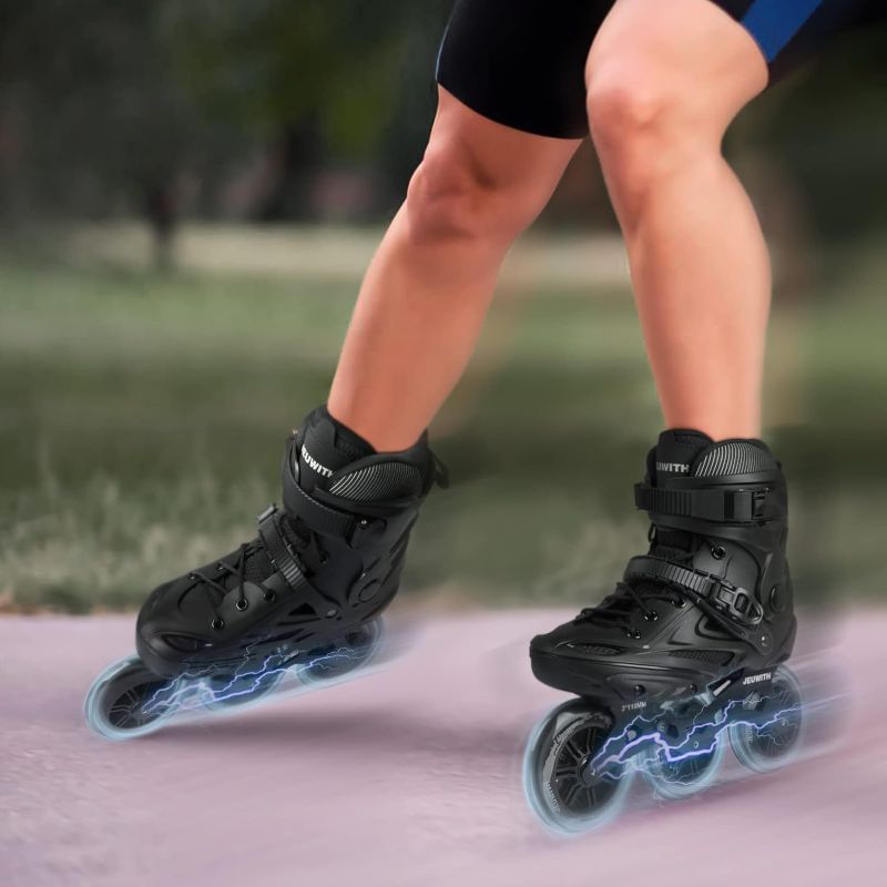 Photo 1 of Size 6.5  womens Inline Skates, 3 Wheels 110mm Roller Skates Blades for Adult Women Men, Professional Outdoor Fitness Inline Speed Skates for Unisex
