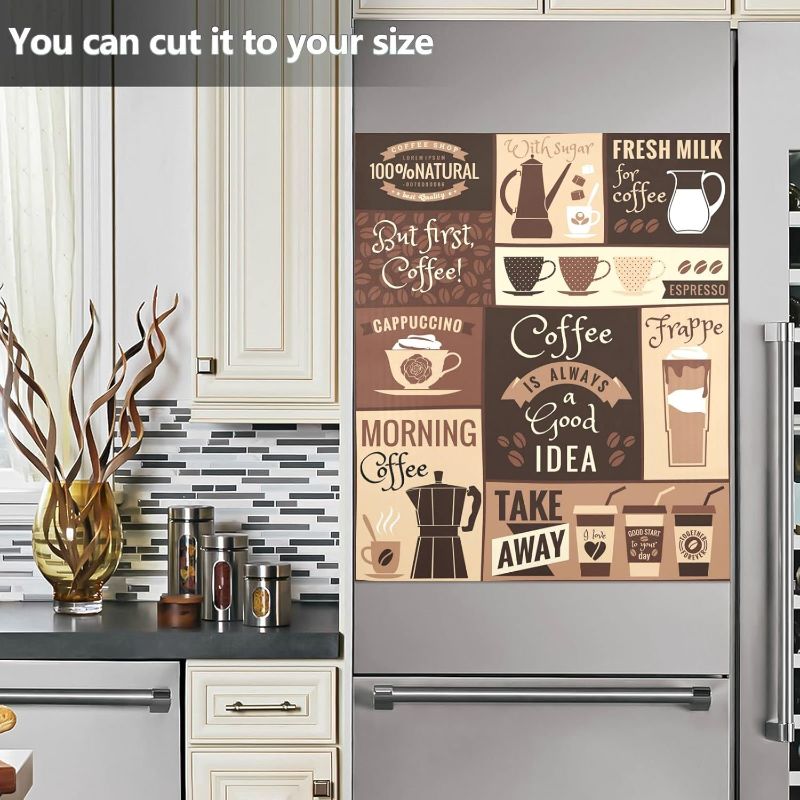 Photo 1 of Coffee Topics Cafe Design Dishwasher Magnet Cover Magnetic Sticker Dish Washer Door Panel Cover Fridge Appliance Magnet Decal Sheet Kitchen Decor 23x26 inch