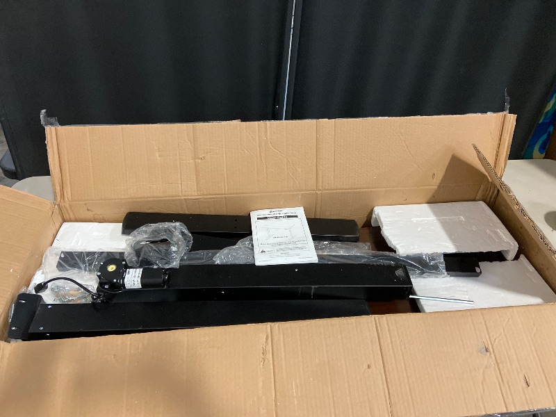 Photo 1 of Electric Standing Desk, 43.3" x 23.6" Height Adjustable Sit Stand Desk with Splice Board for Home Office, Computer Desk Memory Preset (Black Frame, Walnut Desktop)