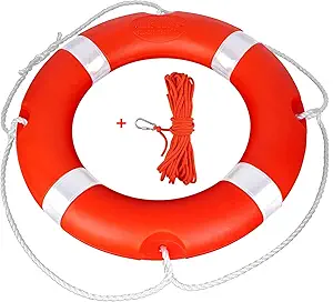 Photo 1 of Life Ring for Boating Safety - 23" and 28" Boat Safety Throw Rings with Reflective Strip and Grab Lines (2 Color)