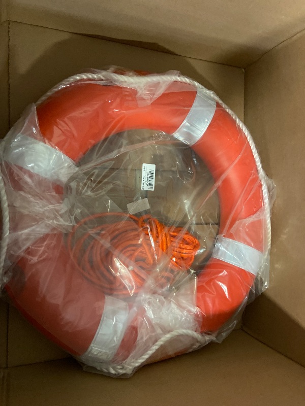 Photo 1 of Life Ring for Boating Safety - 23" and 28" Boat Safety Throw Rings with Reflective Strip and Grab Lines (2 Color)