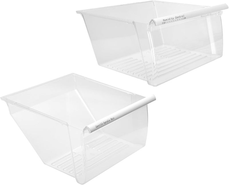 Photo 1 of [2 PACK]UPGRADED 2188656 (Upper) Refrigerator Crisper Bin & 2188664 (Lower) Fridge Crisper Drawer Replacement Compatible with Kenmore Whirlpool Refrigerator Drawers Parts with Humidity Control