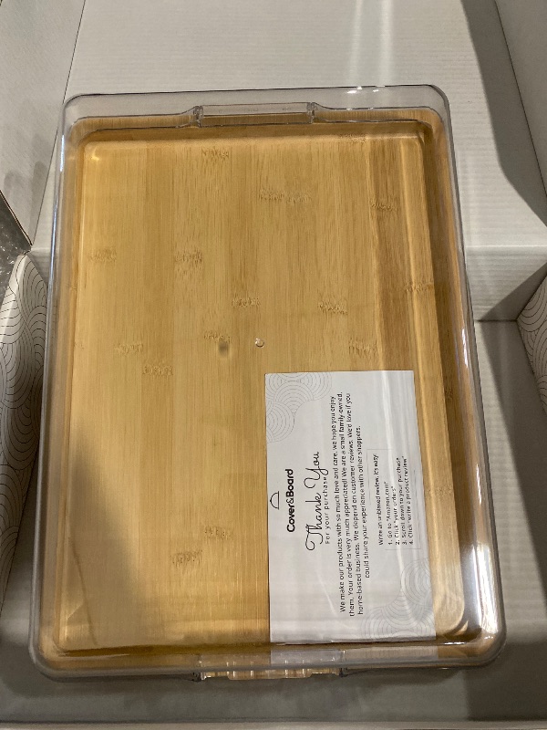 Photo 1 of Cover&Board 2-in-1 Charcuterie Board With Lid, Large 12x16 Bamboo Cutting Board and Wooden Tray with Clear Cover, Snack and Cheese Server, Charcuterie Accessories for Entertaining and Travel, Gift Box