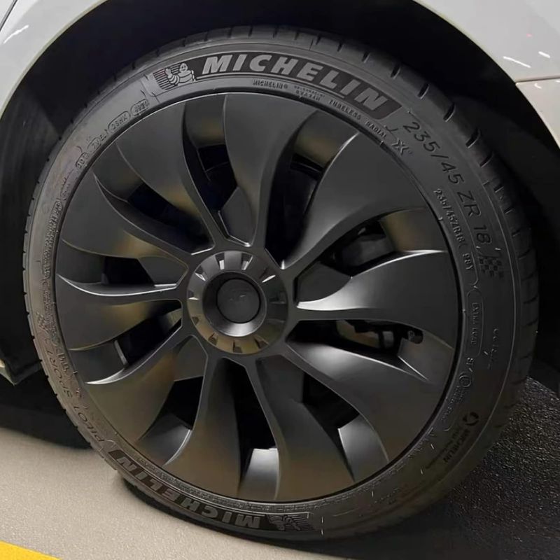 Photo 1 of KAVANIC Fits Tesla Model 3 Wheel Cover Hubcap 18 Inch Matte Black Support Logo Symmetry Design (4 PCS) Uberturbine Style for 2017-2023 Model 3 Aero Wheel Cover Replacement