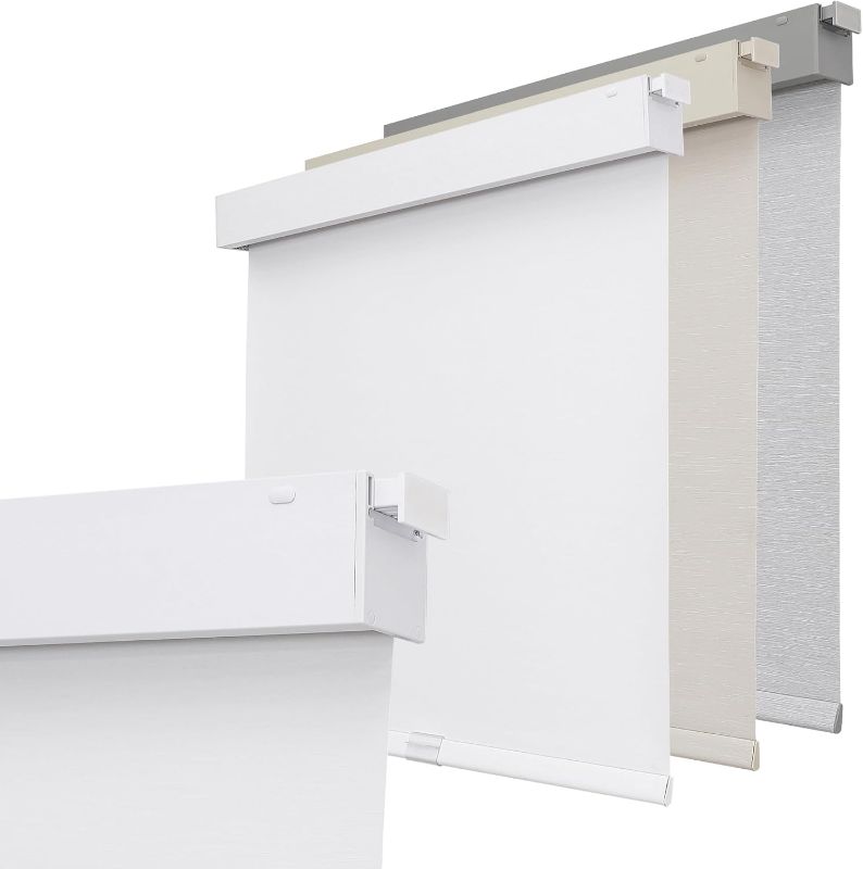 Photo 1 of Joydeco No Drill Blackout Shades, Free-Stop Cordless Roller Shades, UV Protection, Thermal Insulated Blinds for Indoor Windows, Easy Install Window Blinds for Home and Office (White, 35" W X 75" H)