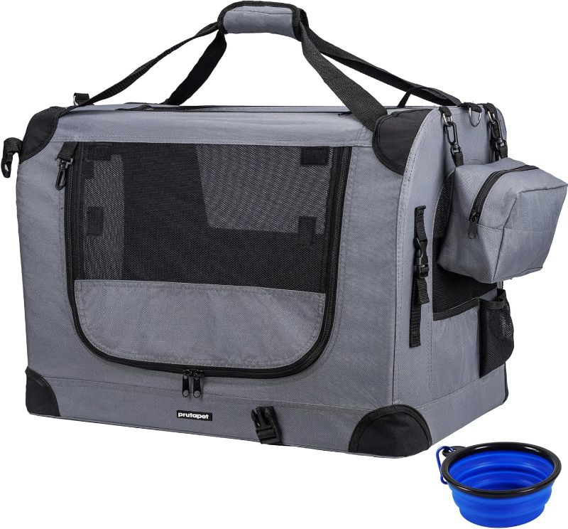 Photo 1 of Large Cat Carrier 24"x16.5"x16.5" Portable Dog Crate for Small Medium Dogs Collapsible Traveling Pet Crate with Collapsible Bowl
