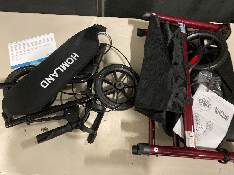 Photo 1 of Walkers for Seniors with Seat, Foldable Rollator Walker, Reinforced Aluminum Frame, 8" Big Rubber Wheels for All Terrain, Height Adjustable Lightweight Rolling Walker
