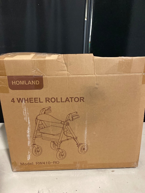 Photo 1 of Walkers for Seniors with Seat, Foldable Rollator Walker, Reinforced Aluminum Frame, 8" Big Rubber Wheels for All Terrain, Height Adjustable Lightweight Rolling Walker