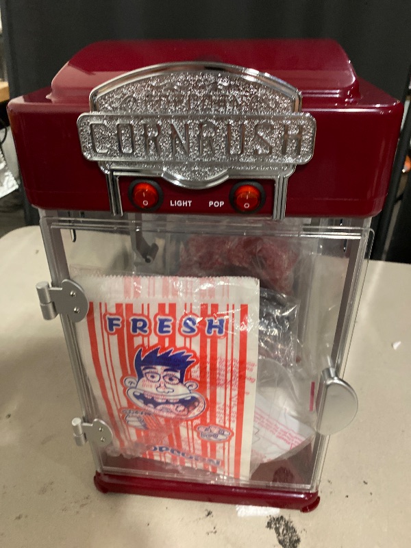 Photo 1 of Popcorn Popper Machine-4 OZ Vintage Professional Popcorn Maker Theater Style with Nonstick Kettle Warming Light and Serving Scoop. (Red)