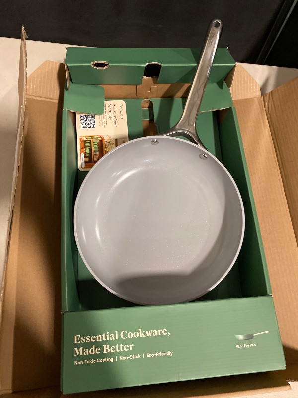 Photo 1 of Caraway Nonstick Ceramic Frying Pan (2.7 qt, 10.5") - Non Toxic, PTFE & PFOA Free - Oven Safe & Compatible with All Stovetops (Gas, Electric & Induction) - Gray
