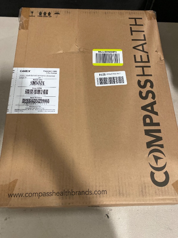 Photo 1 of Carex Toilet Seat Riser, Elongated Raised Toilet Seat Adds 3.5 inches to Toilet Height, for Assistance Bending or Sitting, 300 Pound Weight Capacity Toilet Riser