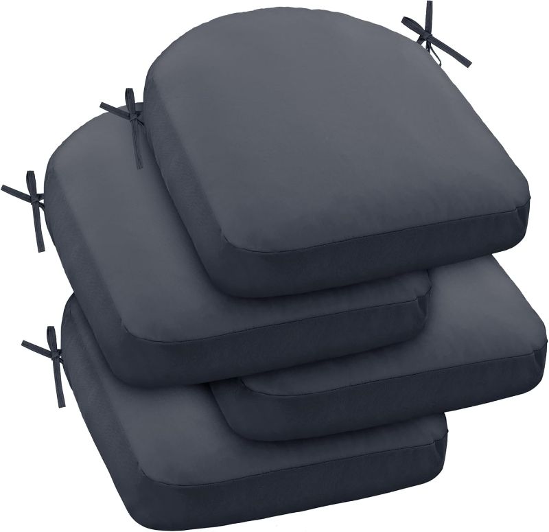 Photo 1 of Patio Chair Cushions Set of 4, 19" x 19" Waterproof Outdoor Furniture Cushions with Removable, Machine-Washable, Fade-Resistant Covers – Dark Grey, Rounded Corners