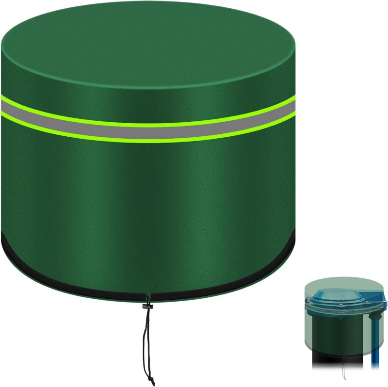 Photo 1 of Green Well Pump Cover (Protects Down to 5°F), Round Insulated Well Pump Cover, Decorative Well Pump Covers with Reflective Strips,Hide Your Water Well Pump Head and Improve Curb Appeal (8"Dia x 12"H)