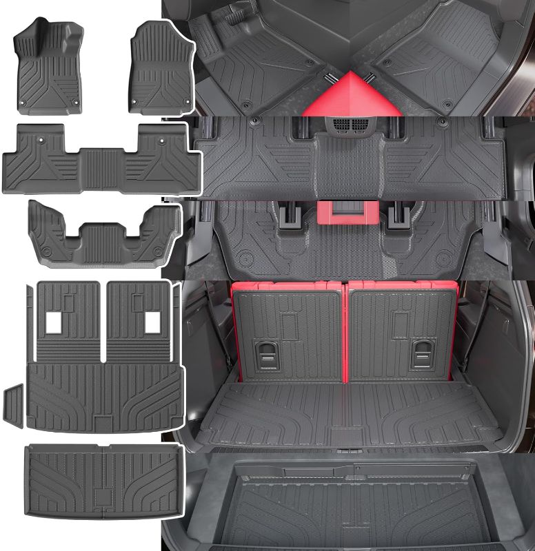Photo 1 of Floor Mats Compatible with 2022-2025 Acura MDX (NOT for Type S) Cargo Liner Lower Trunk Mat Back Seat Cover Protector TPE All Weather 2024 MDX Accessories (Floor Mats Full Set 7 PCS)