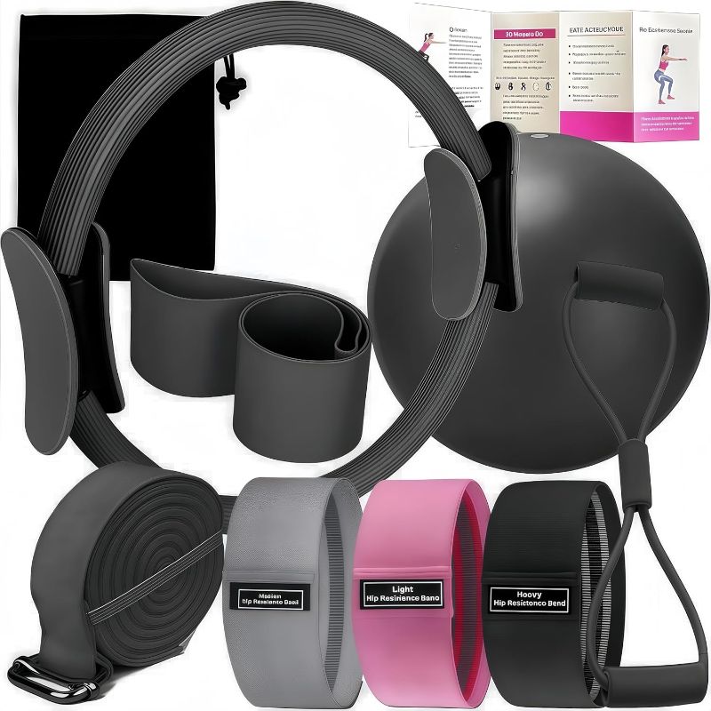 Photo 1 of Pilates Set – Home Pilates Equipment for Women Kit with Magic Circle Pilates Ring and Ball Set, Resistance Bands & Massage Balls & Exercise Bands for Toning Flexibility & Core Strength