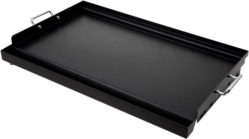 Photo 1 of LotFun 25" x 16" Carbon Steel Cooking Griddle for Outdoor Gas Grill, Universal Griddle Flat Top Plate Insert with Grease Groove and Removable Handles for Electric/Charcoal/Gas Grill, Camping,Party