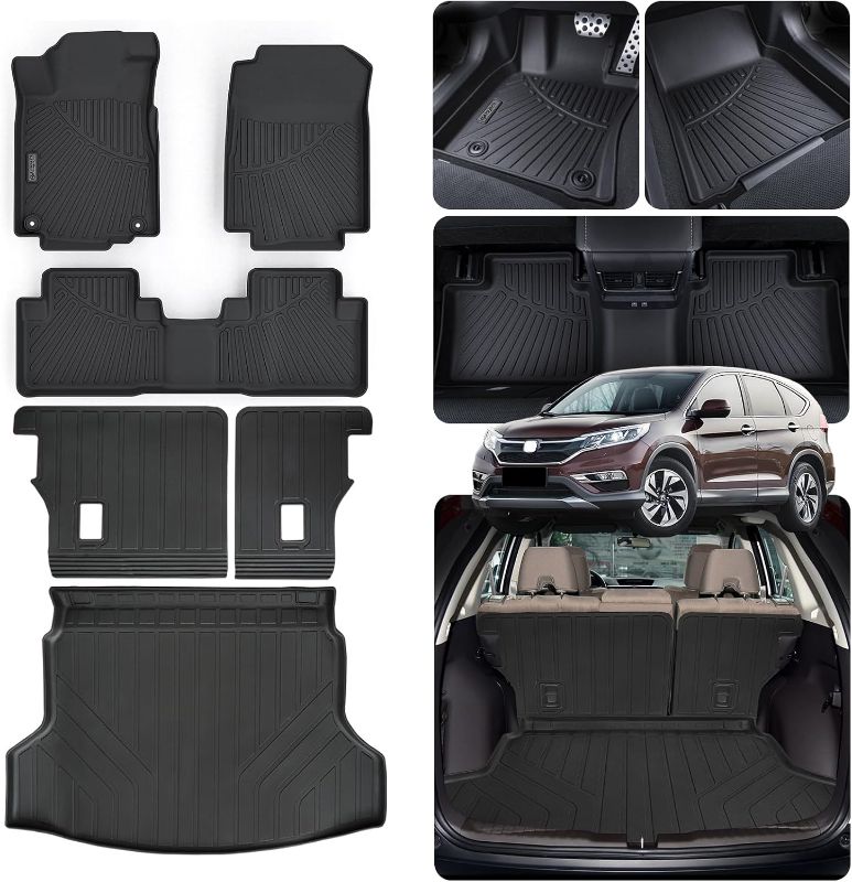 Photo 1 of Floor Mats & Cargo Liners & Backrest Mat for 2012-2016 Honda CRV TPE All Weather Protection Car Mats with Trunk Mat Covering The Backrest