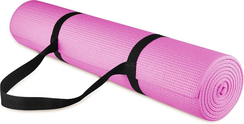 Photo 1 of All Purpose 1/4-Inch High Density Anti-Tear Exercise Yoga Mat with Carrying Strap, Multiple Colors