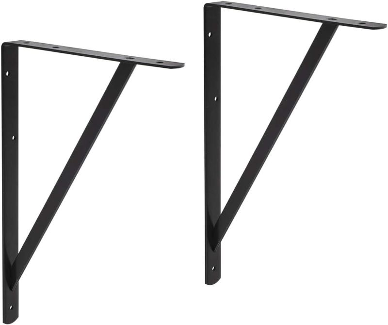 Photo 1 of Amazon Basics 10 Pack L20 x H 13" Black Heavy Duty Shelf Brackets with Screws, Metal Shelf Brackets, Strong Steel