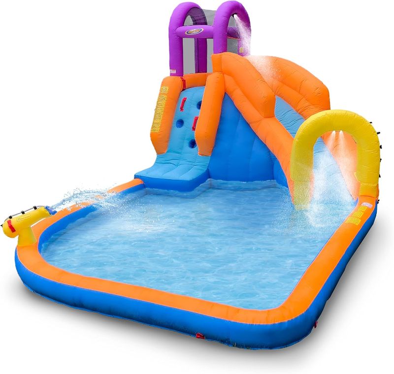 Photo 1 of Mega Tornado Twist Inflatable Water Slide for Kids - Water Park with Slides, Climbing Wall, Water Cannon and Splash Pool - Ages 5 and Up - with Blower
