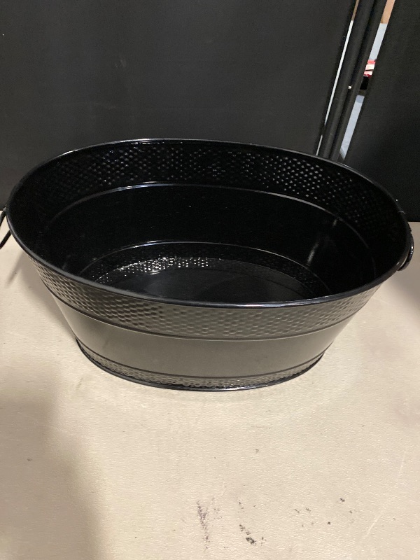 Photo 1 of BREKX Colt Black Galvanized Beverage Tub with Handles, 16-Bottle Metal Bucket Ice Cooler to Chill Drinks, Oval Metal Basket for Drinks or Storage Bin - 15 Quarts (4 Gallon)