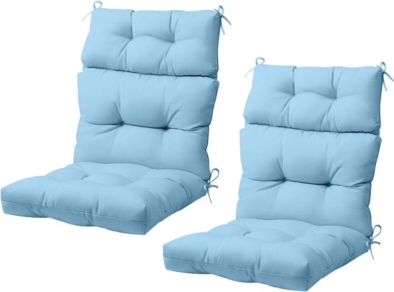 Photo 1 of COOS BAY Outdoor/Indoor High Back Chair Cushions 46x22 Inch, Tufted Patio Seat Back Cushions, Replacement Seat Pads, 2 Count, Light Blue
