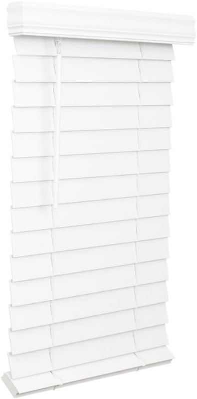 Photo 1 of LOTUS & WINDOWARE 2.5-inch Cordless Faux Wood Blind, Plantation Style, 17" Wide x 72" Long, Smooth, Bright White – for Living Room, Bedroom, Interior Door Windows