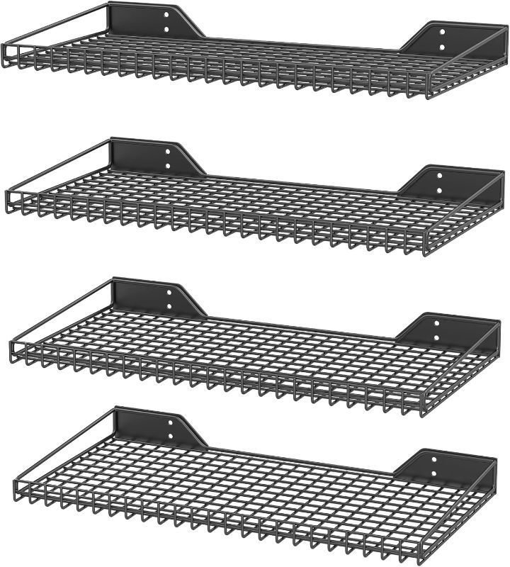 Photo 1 of Ultrawall Wall Mounted Storage Shelf for Garage, 4 Pack Metal Shelf Rack, Heavy-Duty Wall Organizer Shelves Suitable for Shop, Shed, Garage 23.5inch x 12inch(Black)
