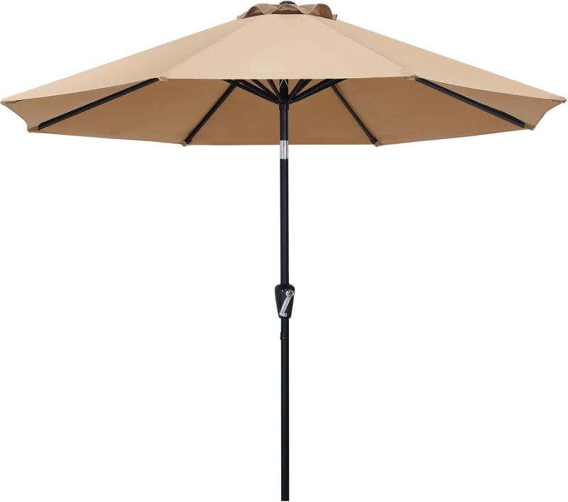 Photo 1 of MASTERCANOPY Patio Umbrella for Outdoor Market Table -8 Ribs (9ft,Khaki)
