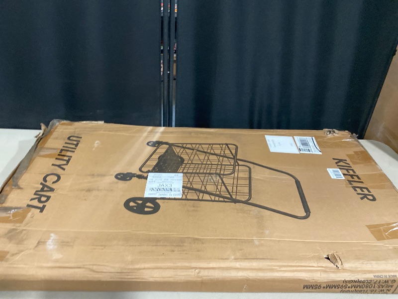 Photo 1 of Shopping Cart for Groceries, 396 LBS Super Capacity Folding Utility Cart with Waterproof Liner, 360° Rolling Swivel Wheels Collapsible Cart, Heavy Duty Trolley for Laundry, Groceries (Jumbo+Bag)