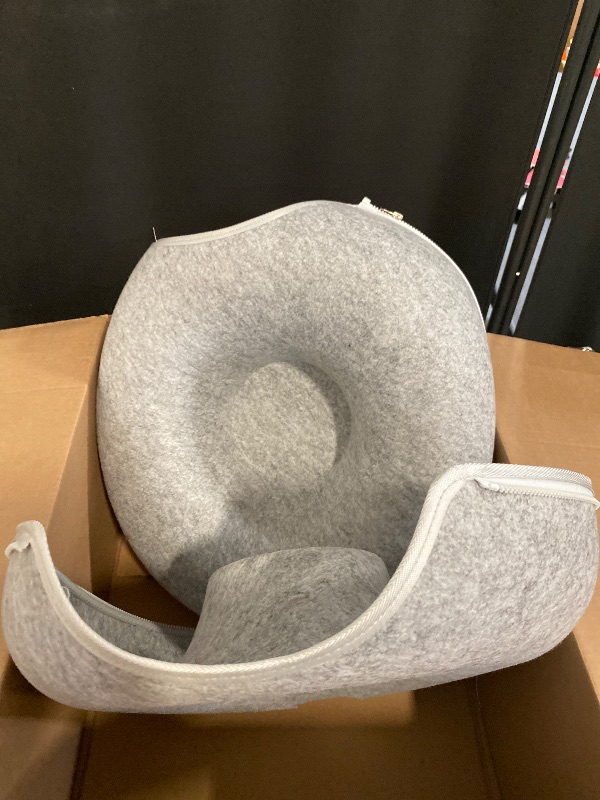 Photo 1 of Large Cat Tunnel Bed for Indoor Cats with 3 Toys, Scratch Resistant Donut Cat Bed, Up to 30 Lbs (L 24x24x11, Light Grey)