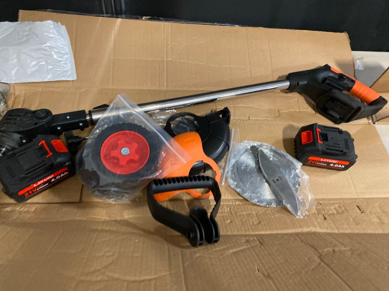 Photo 1 of Electric  Wacker Cordless Weed Eater Battery Powered with 5 Types Blade, 3 in 1 Cordless Grass Trimmer/Brush Cutter with 2X 21V 4.0Ah Batteries for Lawn, Garden