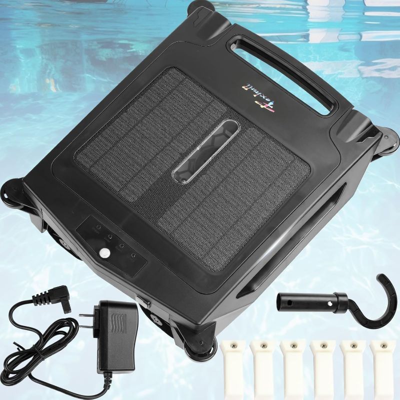 Photo 1 of Solar Powered Robotic Pool Skimmer Cleaner, 6+ Hours Runtime, Auto Obstacle Avoidance, Dual Charging (Solar/Adapter), IPX7 for Pools Up to 1600 SQ/FT