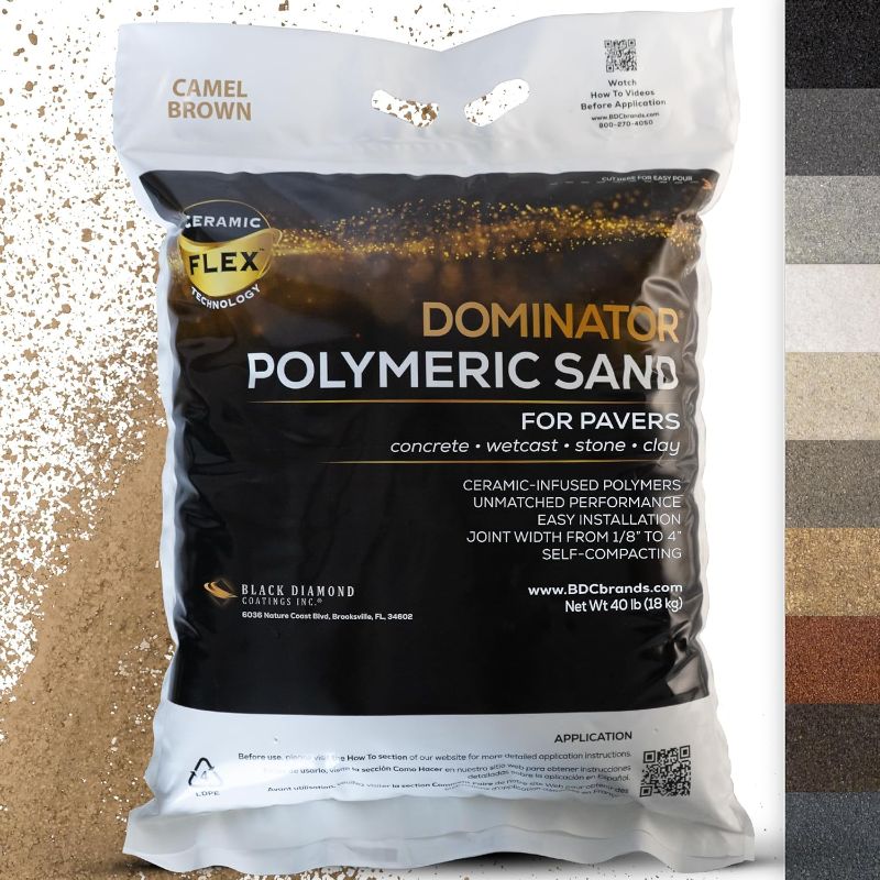 Photo 1 of 40 Pound Camel Brown DOMINATOR Polymeric Sand with Revolutionary Ceramic Flex Technology for Stabilizing Paver Joints/Gaps, 1/8” up to 4”, Professional Grade Results
