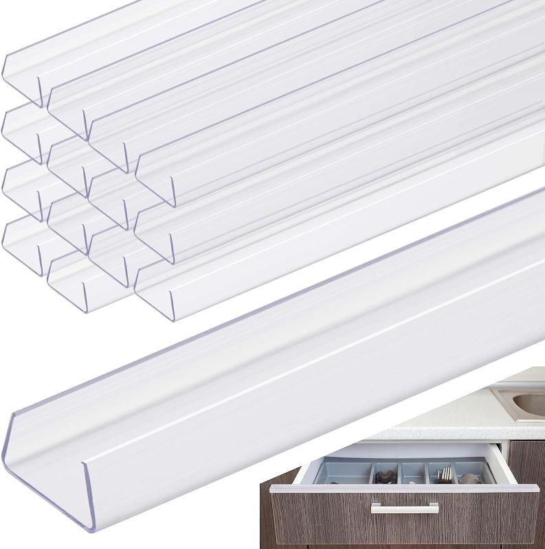 Photo 1 of 10 Pcs 24" Cabinet Door Protector Edge Guard-3/4 Thick Slip-On Drawer Door Protector in Clear-Shelf Edge Protectors for Home Kitchen Cabinets Door Edge Protection