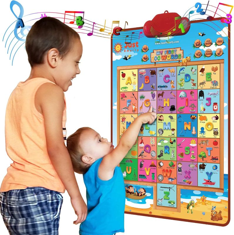 Photo 1 of Just Smarty Interactive First 100 Words Learning Toys for 2 Year Olds | Educational First Words Alphabet Poster for Children | Learning Words for Toddlers ABC Chart | Alphabet Learning Toys for Kids