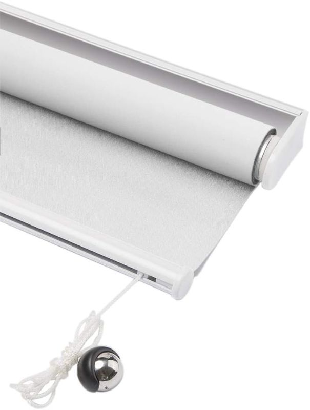 Photo 1 of Spring Roller Blinds Blackout Fabric Custom Made Any Size from 20-90 inch Wide Energy Saving Block 100% Light Window Shades for Home, Hotel, Club, Restaurant (White)