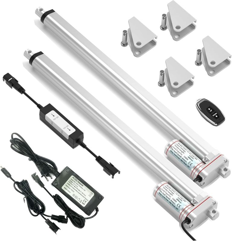Photo 1 of 2Packs 16 Inch Linear Actuator Kit 12V 1500N/330lbs Maximum Lift with Remote Controller&Mounting Brackets& Dual Adapter Cable for Lifting&Pushing