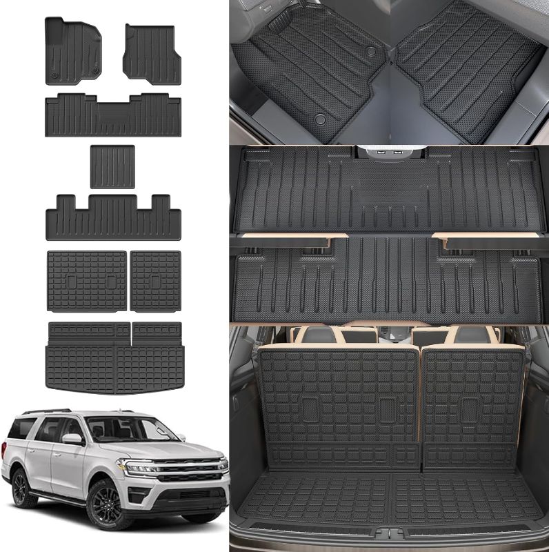 Photo 1 of Floor Mats Compatible with 2018-2024 2025 Ford Expedition (Not for Max Models) Cargo Mat Cargo Liner TPE 2023 Expedition 7 Seats Accessories (Trunk Mat+Backrest Mats+Floor Mats)