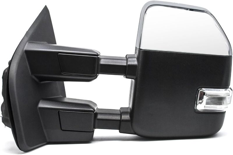 Photo 1 of Towing Mirror Passenger Right Side fit for 2017 2018 2019 2020 Ford F250 F350 F450 F550 Super Duty Turn Signal Light Temperature Sensor Heated Power Auxiliary Light Black Housing Tow Mirror