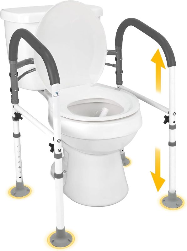 Photo 1 of FSA/HSA Eligible Toilet Safety Rails, Vaunn Deluxe Adjustable and Foldable Toilet Safety Frame, Bathroom Handrail Assist Grab Bar Handle