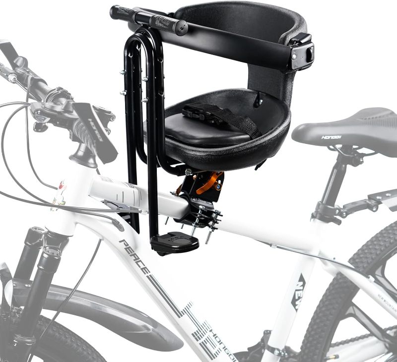 Photo 1 of Toddler Bike Seat,1-3 Years Old Front Kids Bike Seat, Baby Bike Seat With Full Surround Guardrail, Safety Handle and Comfortable Pedals, Easy and Quick Installation of Toddler Bike Seat for Adult Bike