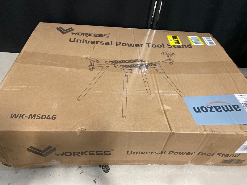 Photo 1 of Universal Miter Saw Stand with Grid Tabletop 300 lbs Load Capacity 6-Level Height Adjustment Table Saw Stand WK-MS046